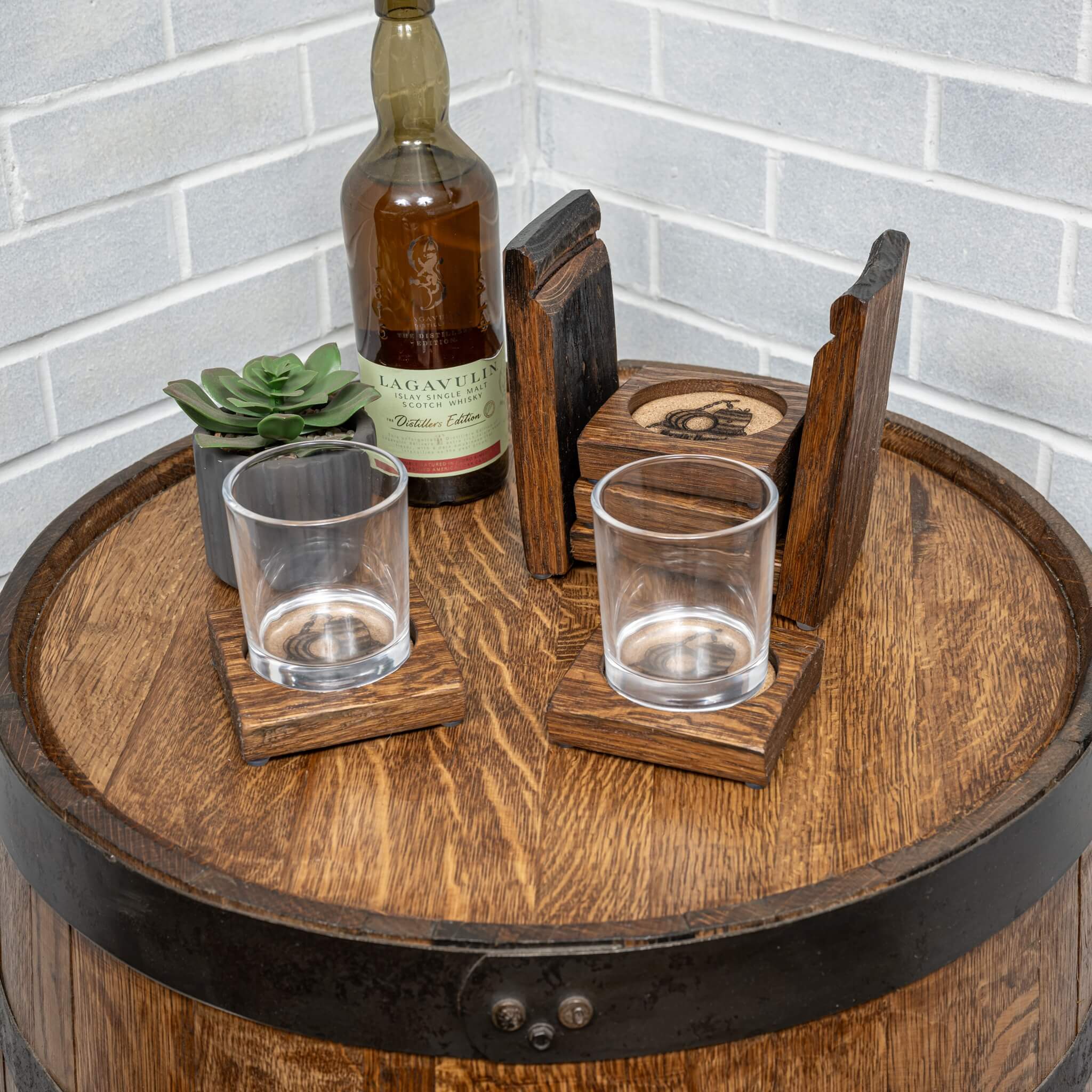 Whiskey Barrel Stave Coasters Set