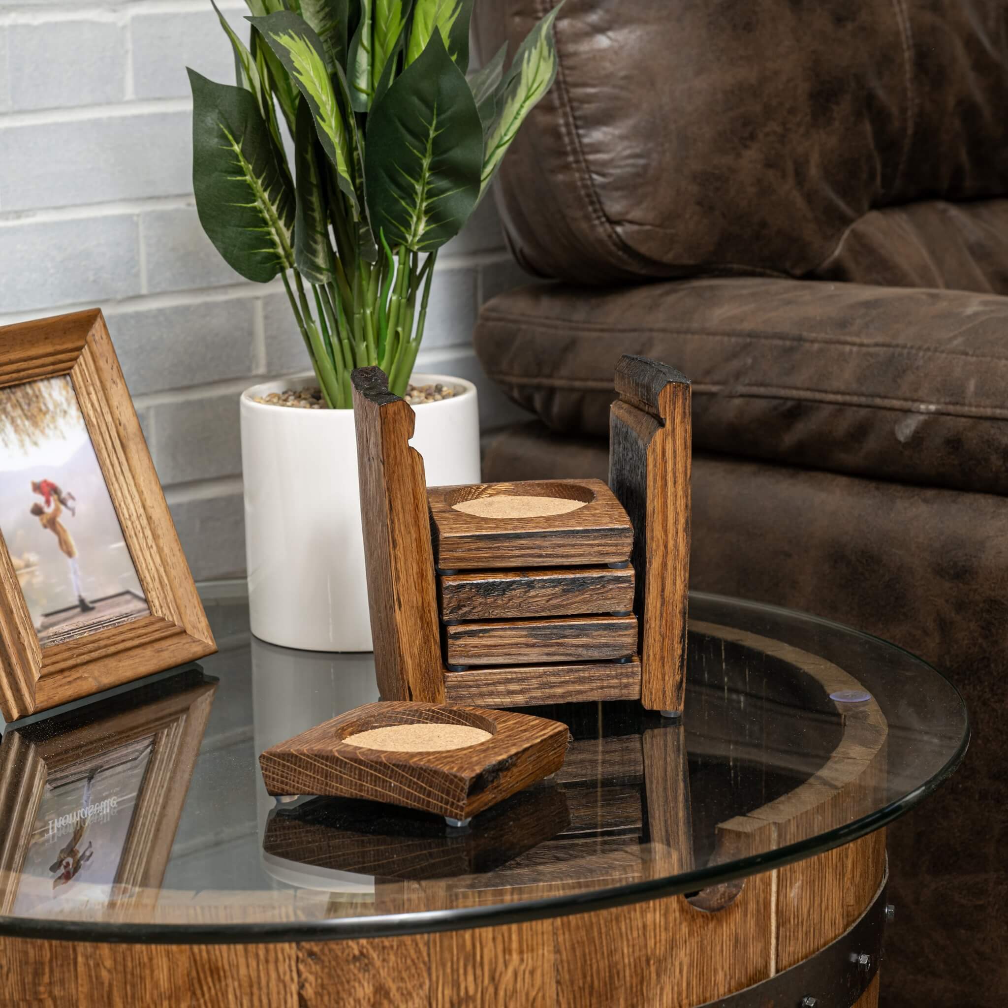 Whiskey Barrel Stave Coasters Set