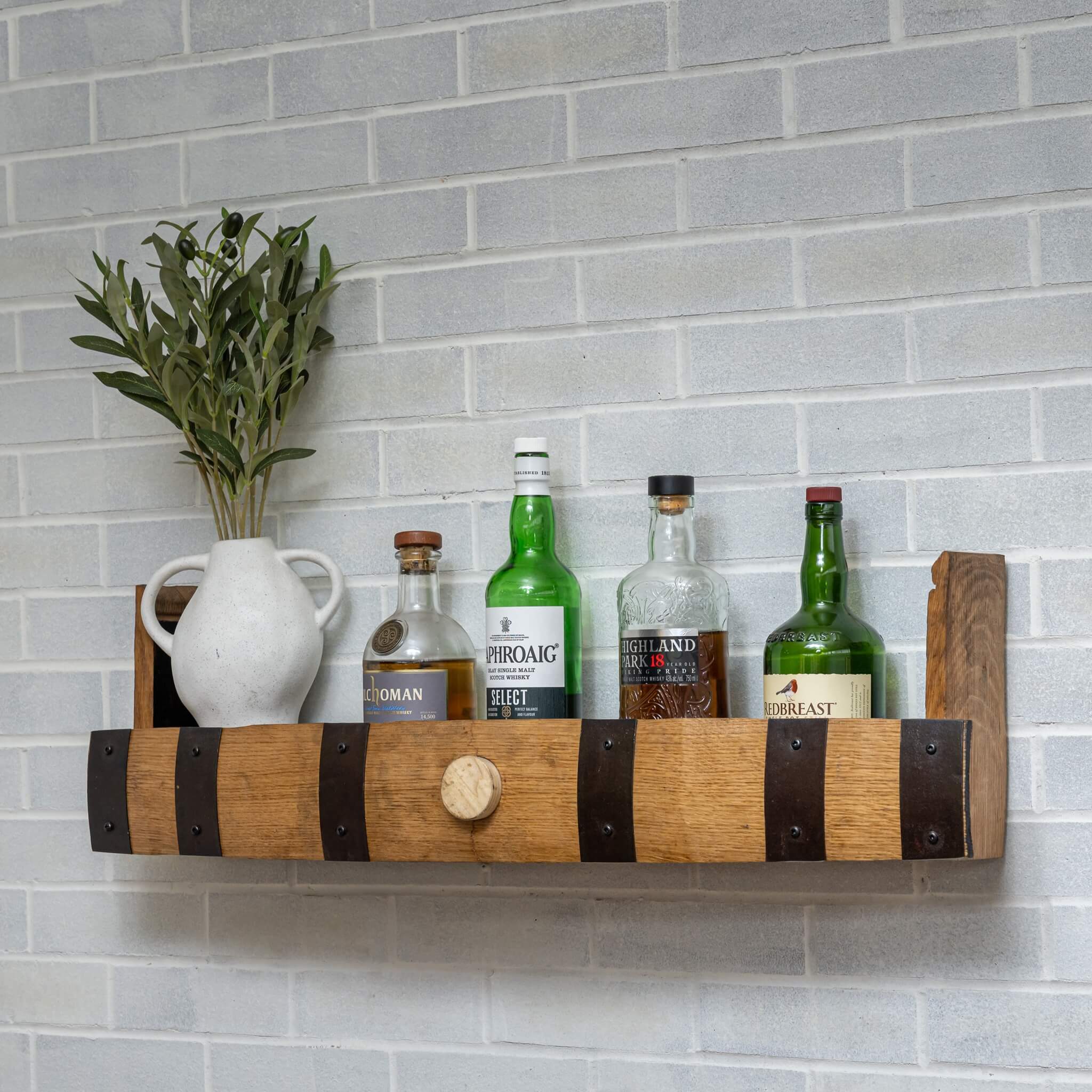 Whiskey Barrel Stave Shelf