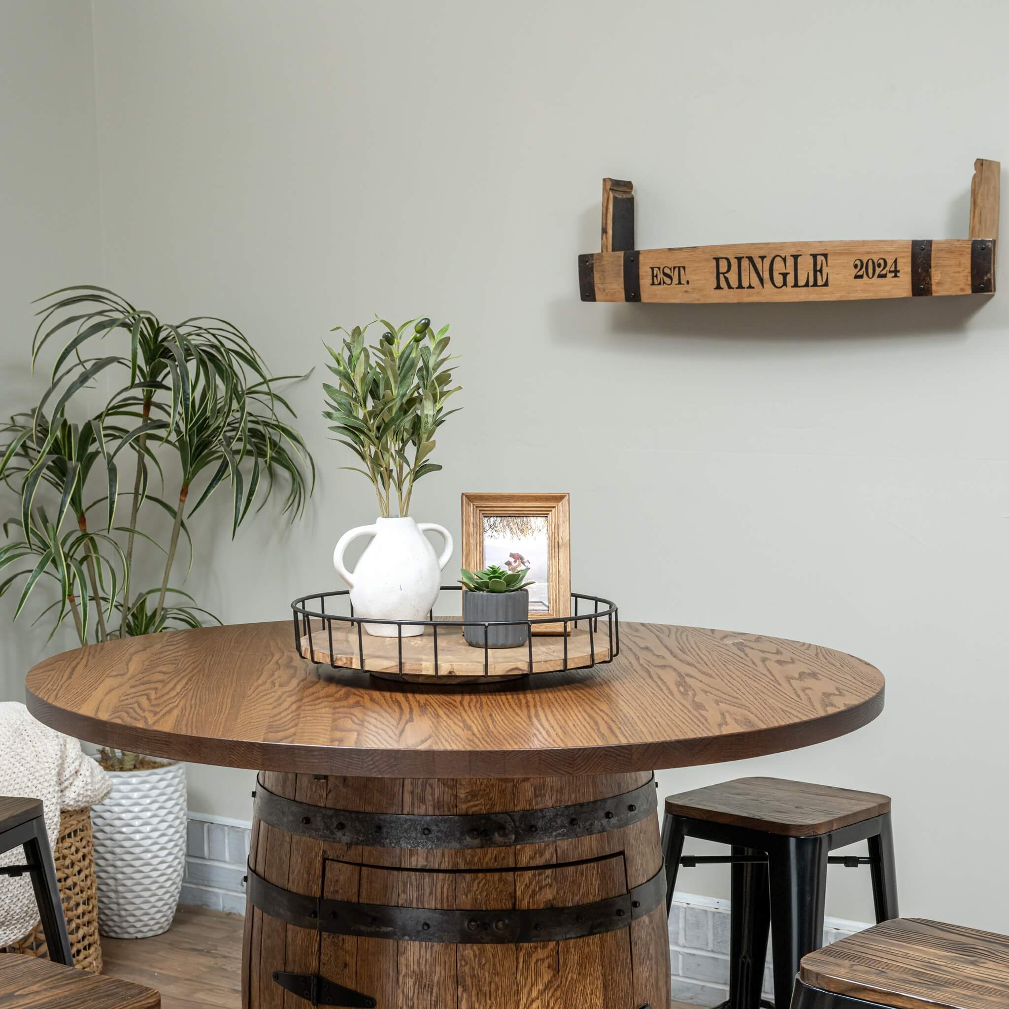 Whiskey Barrel Stave Shelf