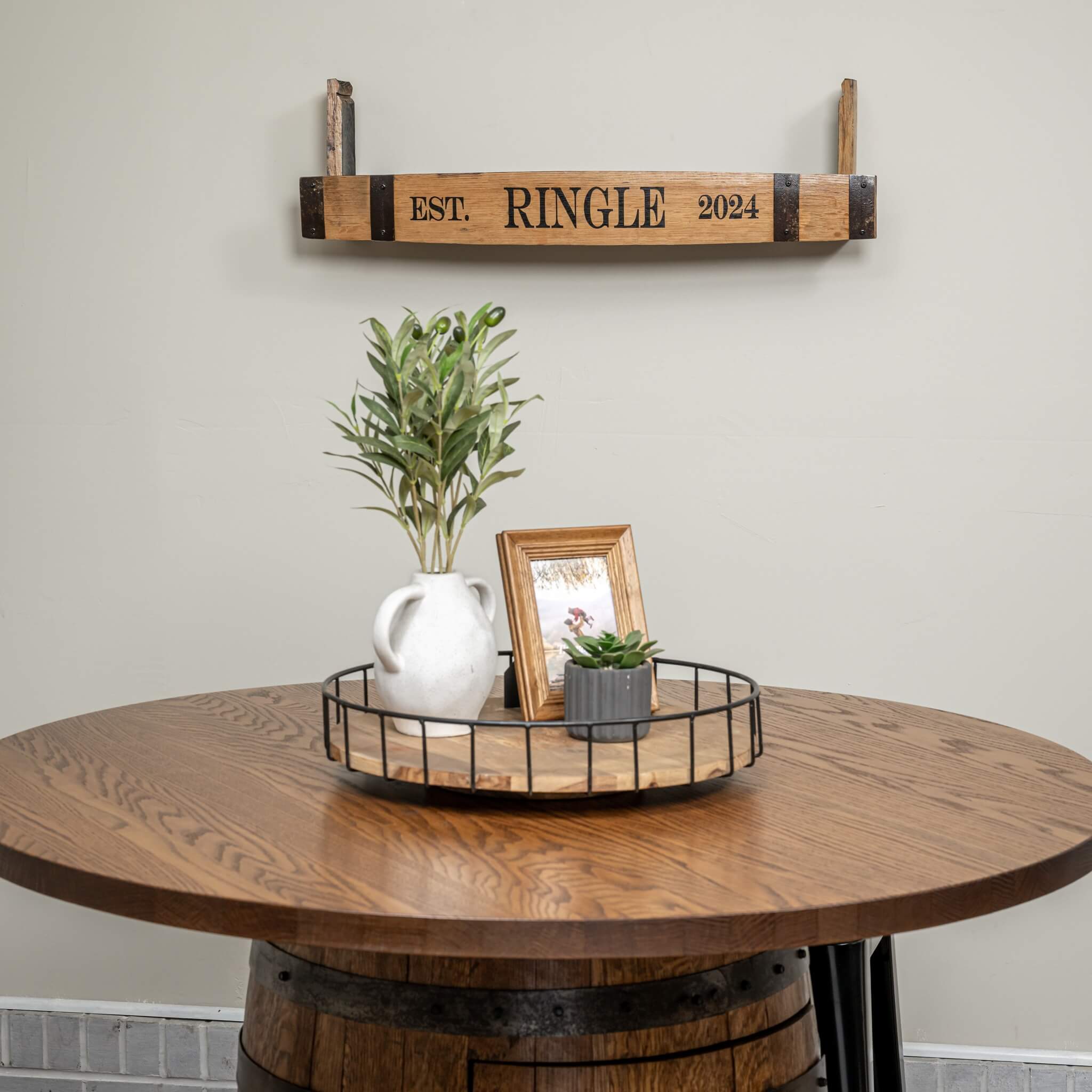 Whiskey Barrel Stave Shelf