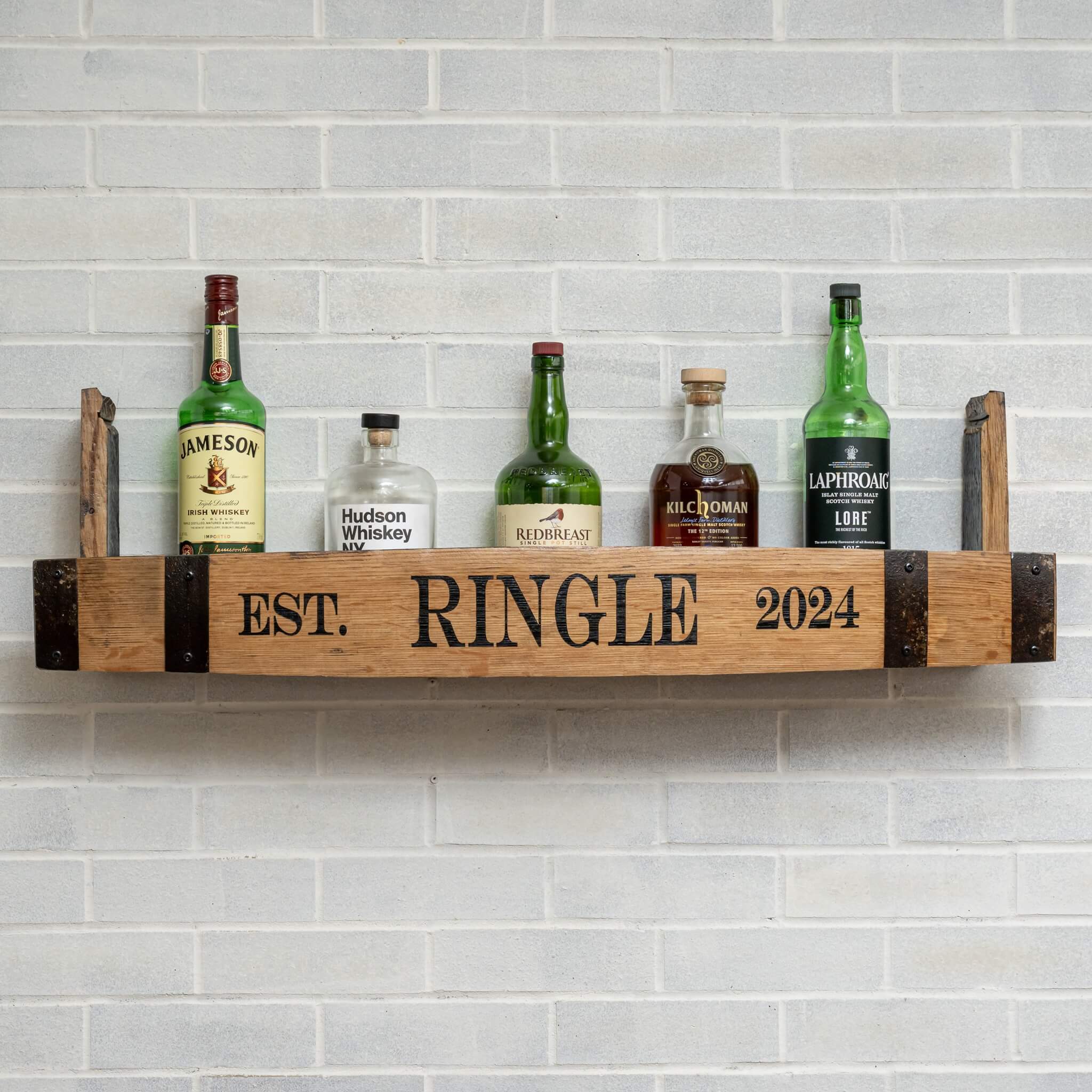 Whiskey Barrel Stave Shelf
