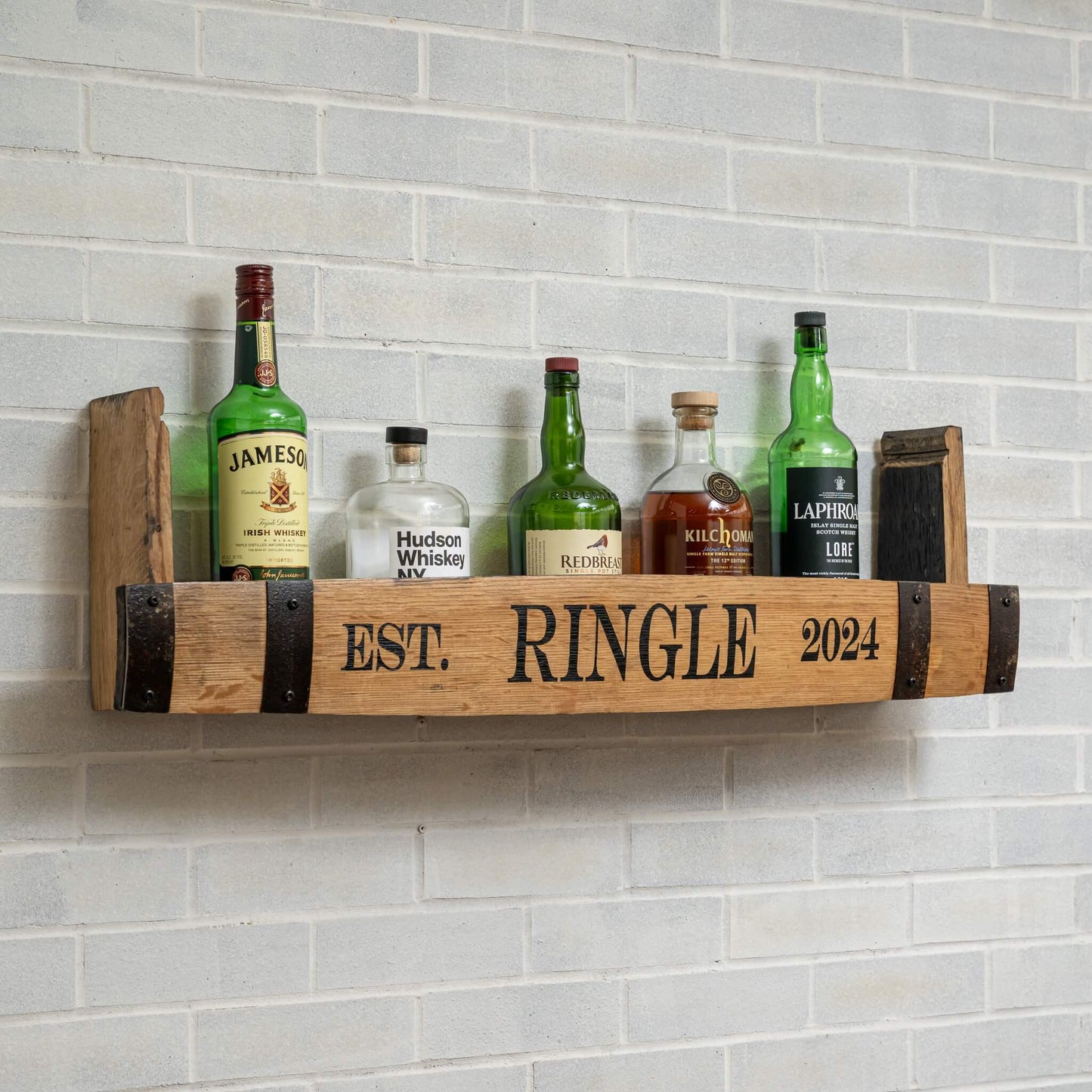 Whiskey Barrel Stave Shelf