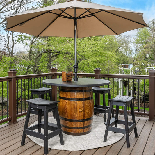 Custom Outdoor Whiskey Barrel Pub Table