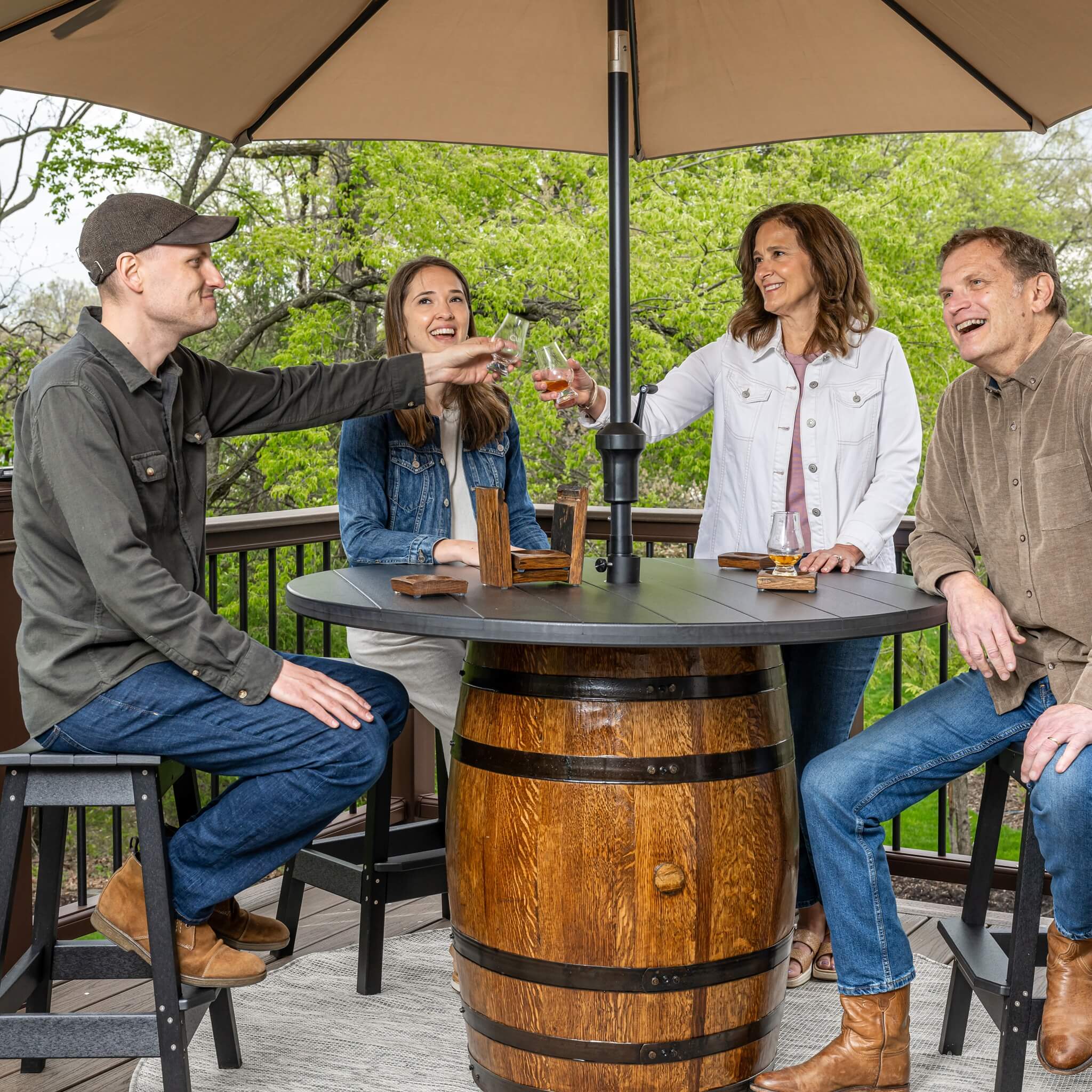 Outdoor Whiskey Barrel Pub Tables
