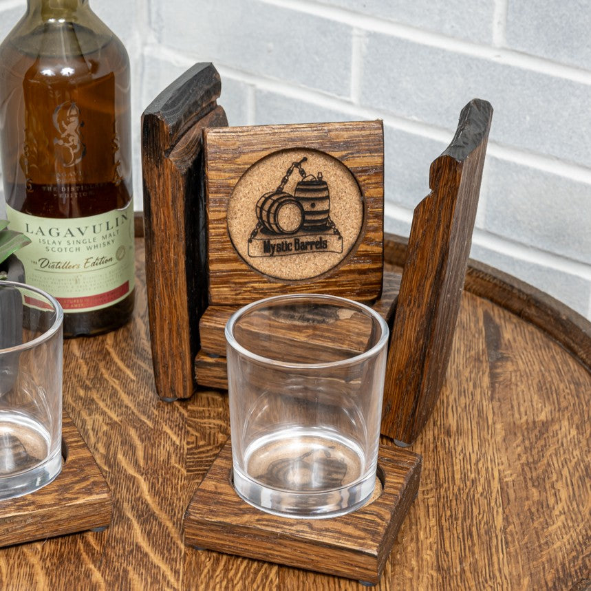 Whiskey Barrel Stave Coasters Set