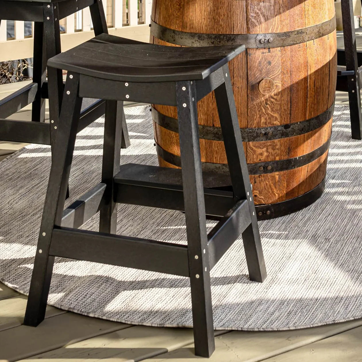 Includes 4 Poly-Lumbar Stools