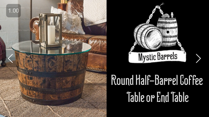 Round Half-Barrel Coffee Table or End Table