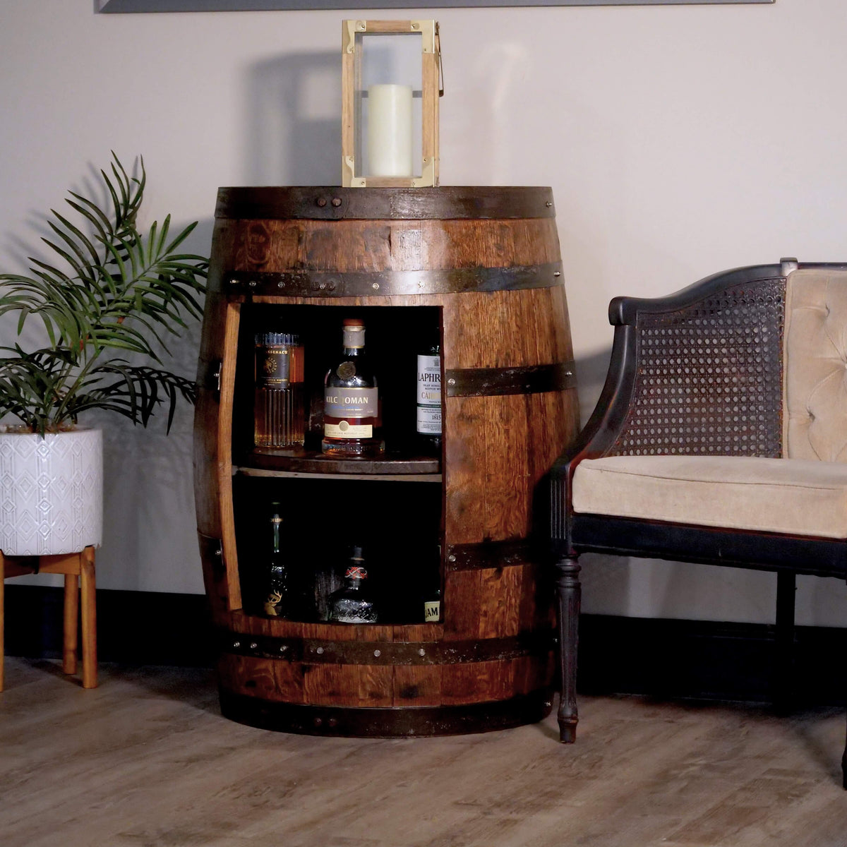 Refurbished Whiskey Barrel Open Display Cabinet – Mystic Barrels
