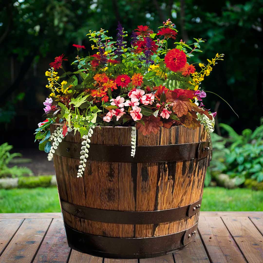 Deluxe Whiskey Barrel Planters (Indoor/Outdoor)